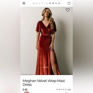 Baltic Born Meghan Velvet Wrap Maxi Dress (Terracotta)